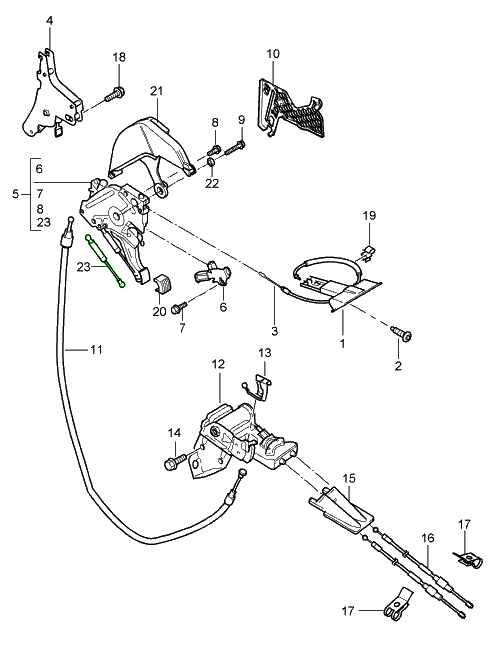 Parking brake foot pedal gas-strut / damper - 955 / 957 Cayenne (all)