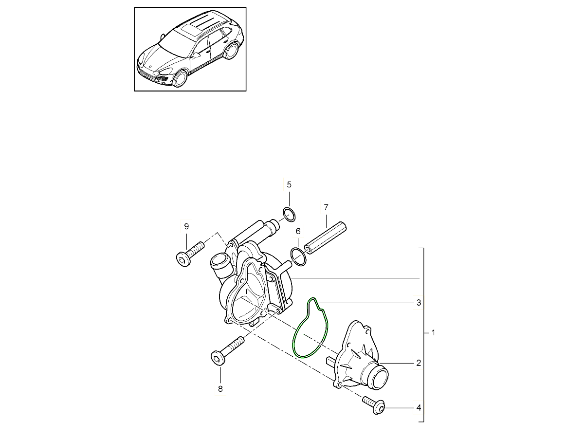 Water pump seal - Porsche 958 Cayenne Diesel S