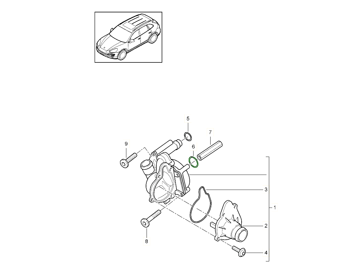 O-Ring for water pump input shaft - Cayenne 958 Diesel S
