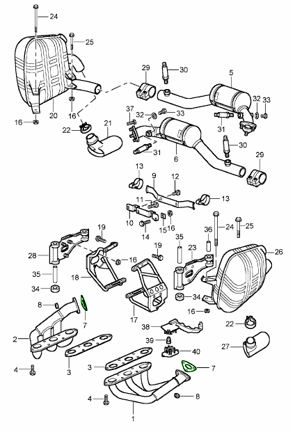 Gasket (Exhaust manifold to catalytic converter) - 996 Carrera