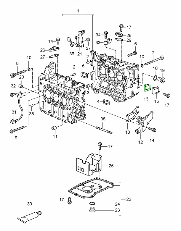 Engine case cover plate gasket - 986 Boxster, 996, 997, 987 Boxster/Cayman