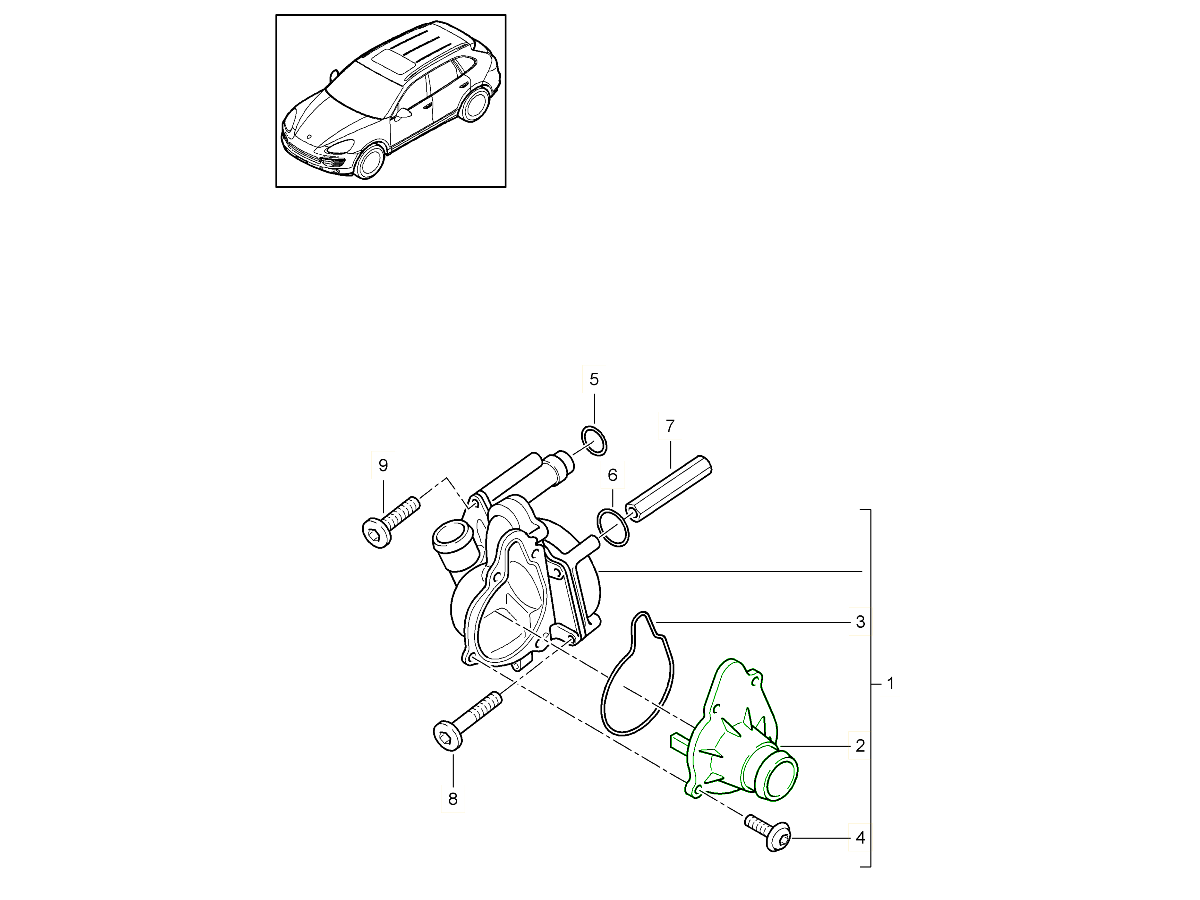 Thermostat and Housing - 958 Cayenne Diesel S 2012-18
